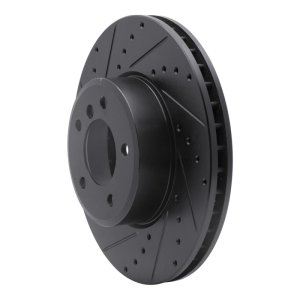BMW 528XI Brake Rotor (1) - Front Left - R1 Concepts - Drilled & Slotted - Black - `04-`10